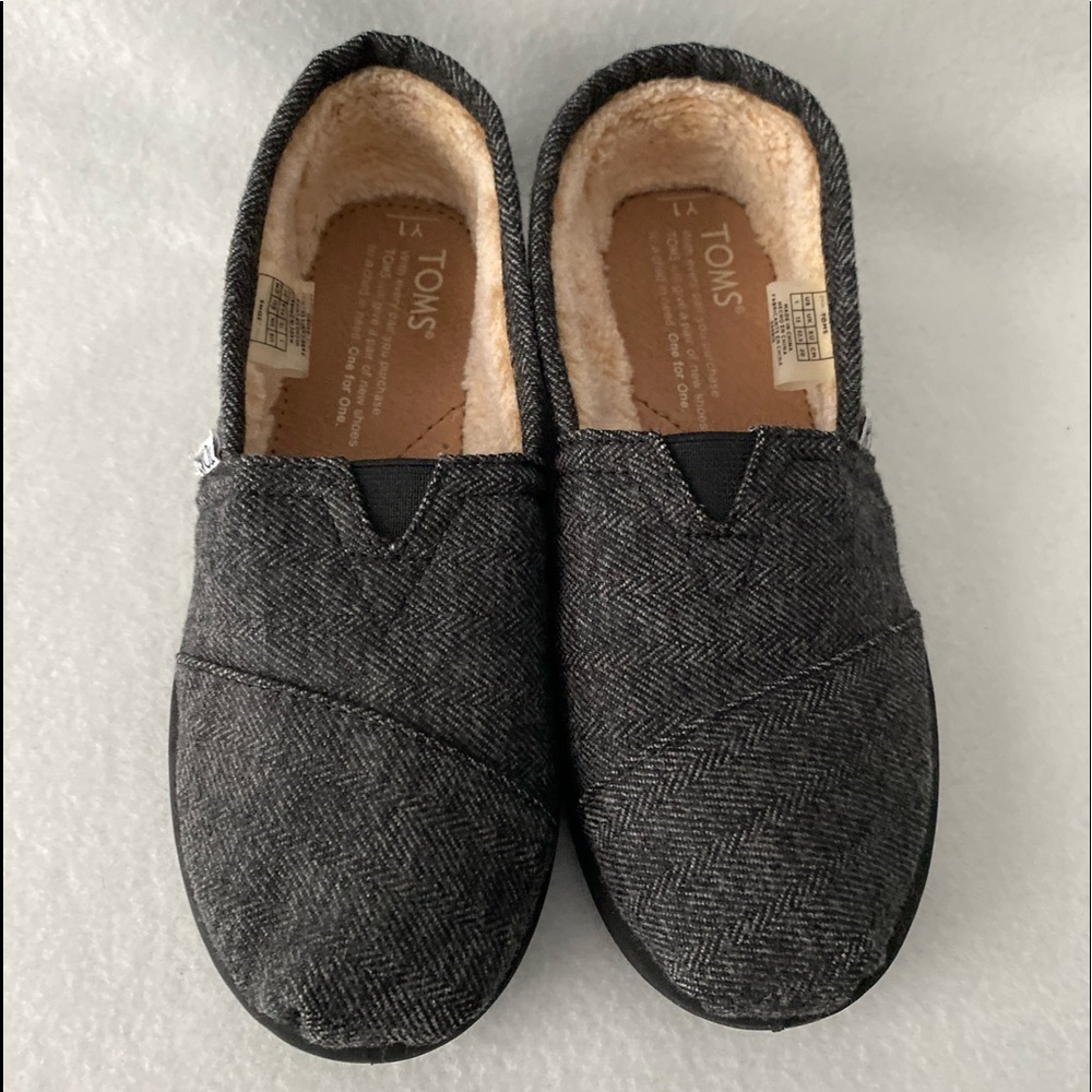 Toms Girls Charcoal Gray Size 1 Kids Slip On Shoes
